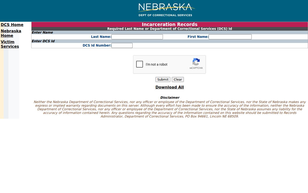Nebraska state locator for Richardson County arrest custody transfers