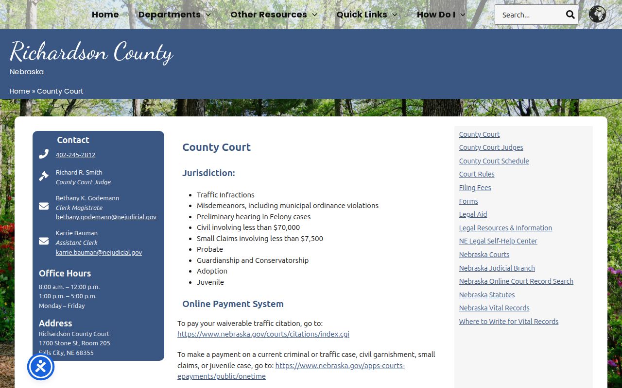 Richardson County criminal court case records at County Court