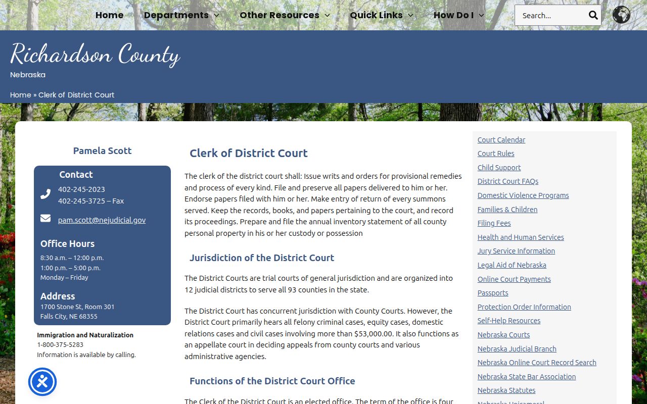 Richardson County District Court felony criminal case records counter